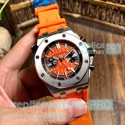 Copy Audemars Piguet Royal Oak Sapphire Crystal Orange Dial Watch 42mm